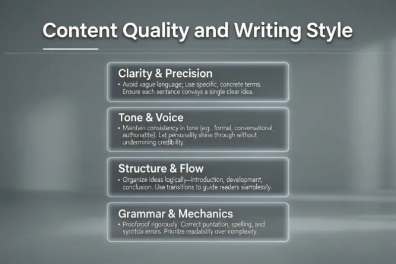 content quality and writing style